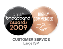 ThinkBroadband Customer Service awards 2009 - Highly commended
