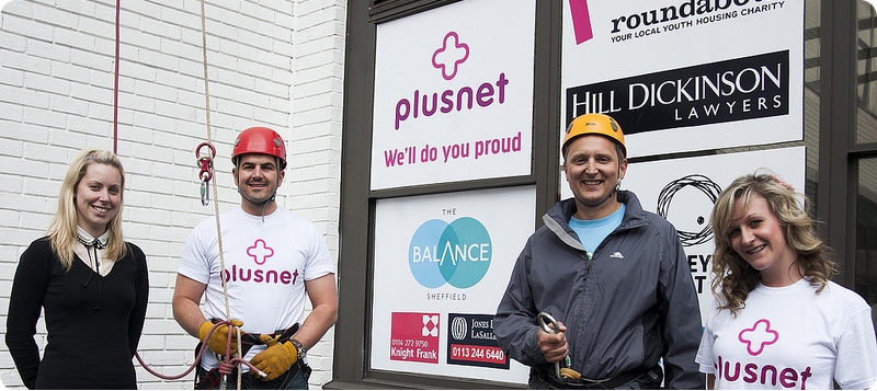 Plusnet staff at charity abseil