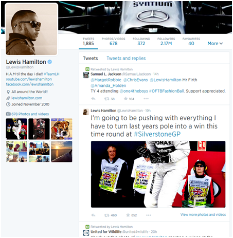 Lewis Hamilton twitter