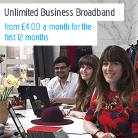 Unlimited Business Broadband from £4.00 a month