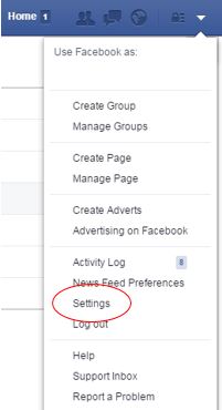 Facebook Account Settings Menu