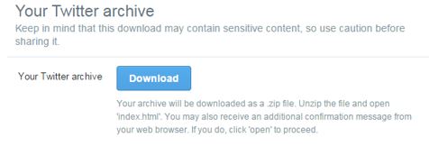 Twitter Download Data Archive Page