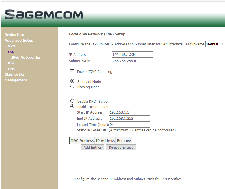 Fix ip addresses for units on my LAN Community
