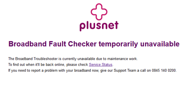Plusnet Broadband Fault Checker 06/08/2016