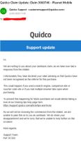 Email reasoning 'not recognised Quidco' ???