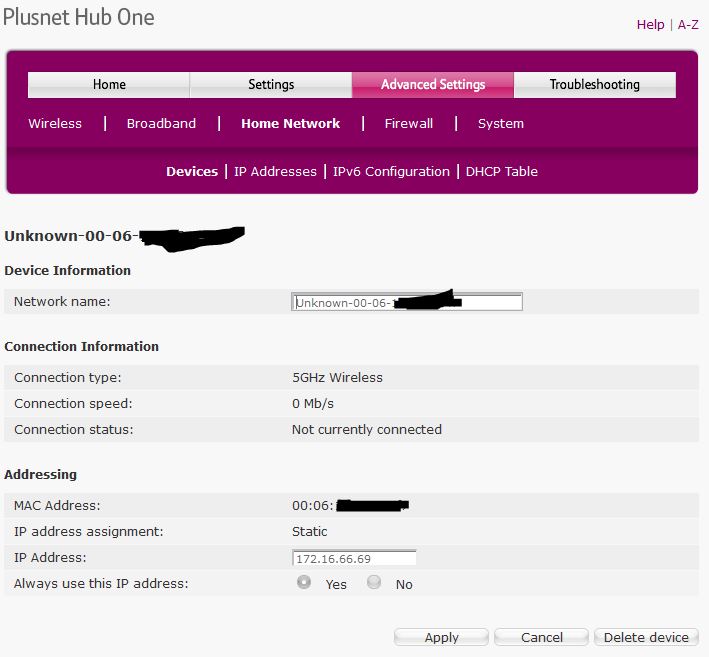 Hub One Edit (delete) static IP addresse... Community