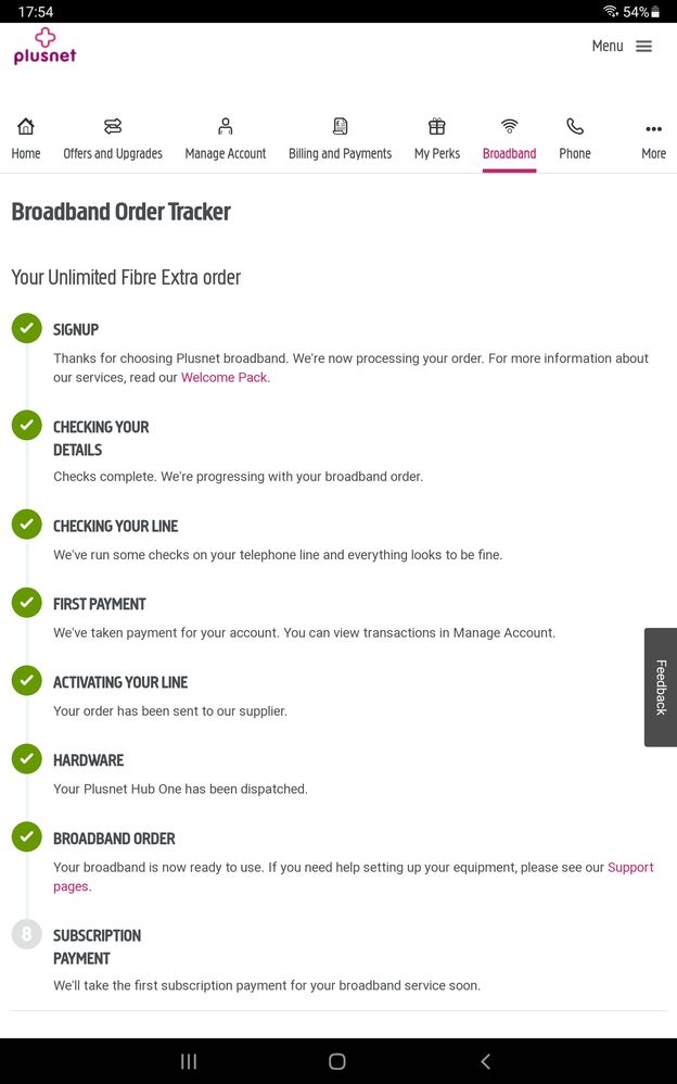 Screenshot of order page...Hub One showing as hardware