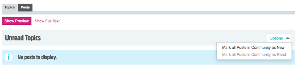 Community wide unread page, option becomes disabled once there are no new items