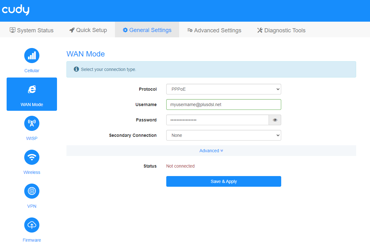 Cudy — WAN = PPPoE