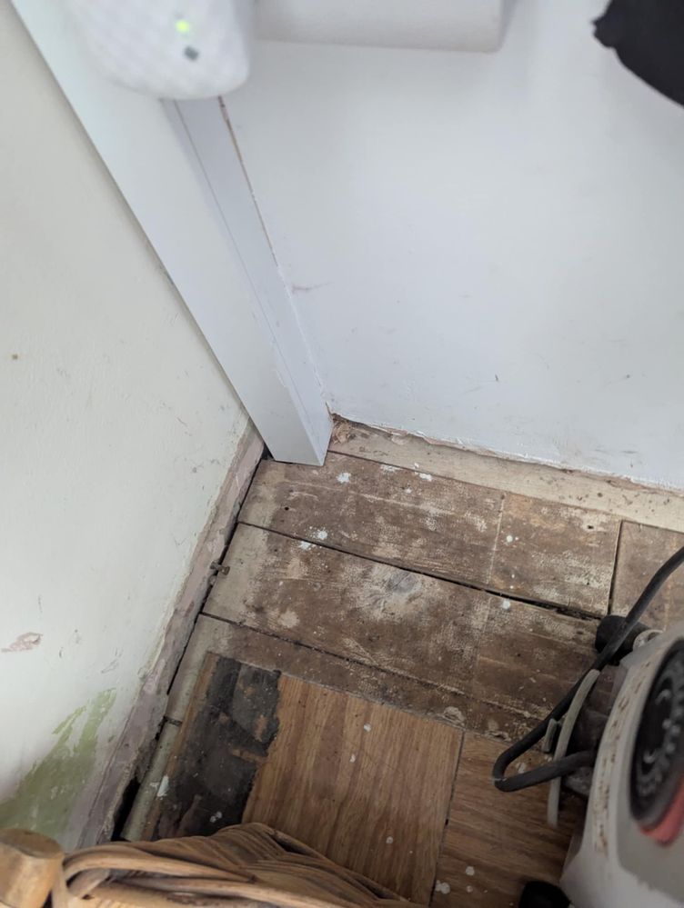 Where I think it then goes down under the floor and back outside, but I can't get the boxing off to be able to tell