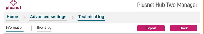 Plusnet Hub 2 technical log.png