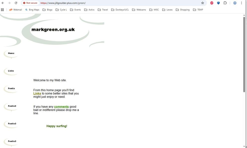 This is what comes up if I type www.jillgoulder.plus.com/green. It is not my site!