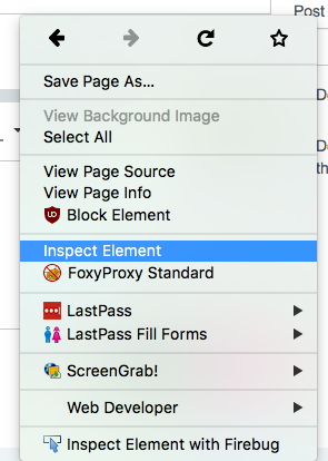 Right click in Firefox to bring up context menu